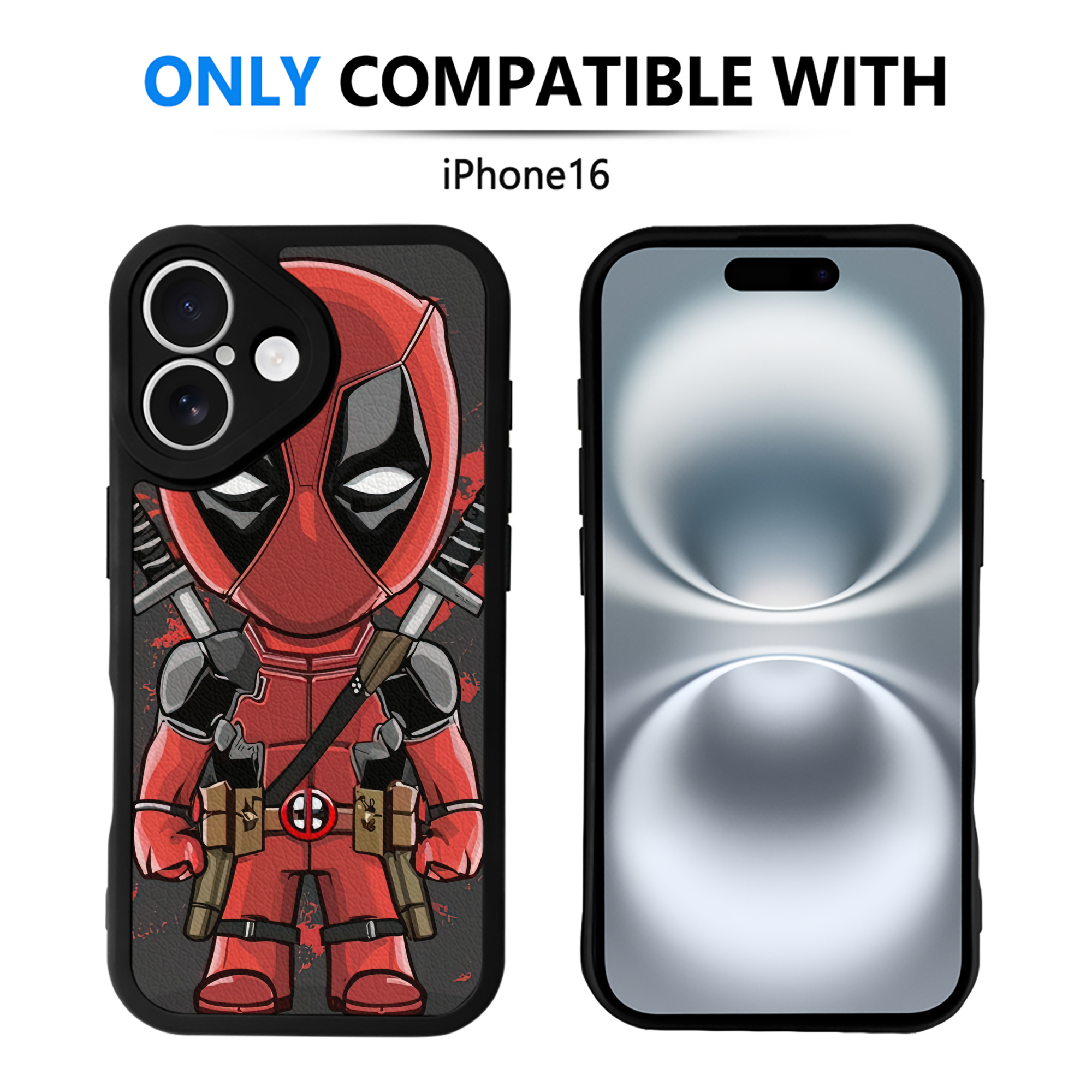 （画像用） Deadpool デッドプール 【iPhone 16シリーズ対応】シリコンスマホケース（レザー調） 材質：シリコン